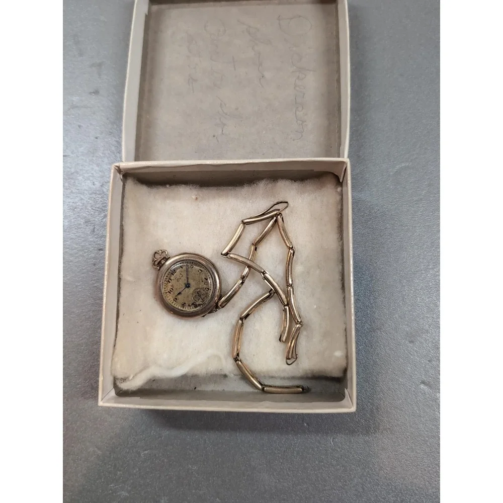 Antique 1915 Elgin Ladies Wristwatch Gold Filled Parts Repair Original Box Note